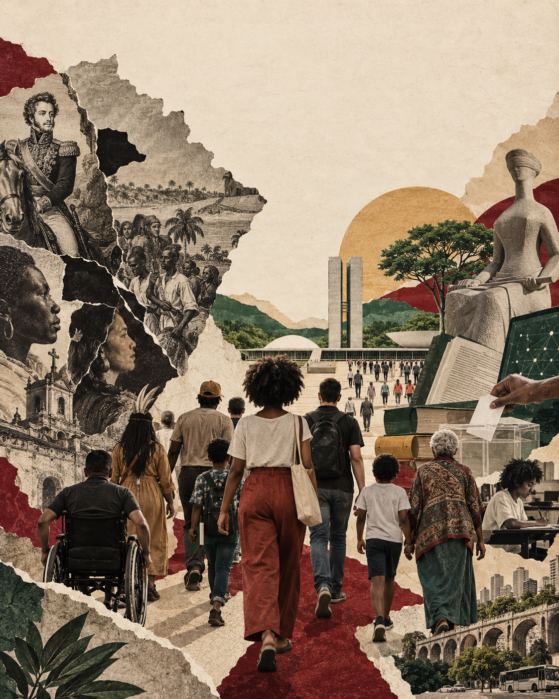 Arte editorial da Ágora DEMOS sobre independência, liberdade e cidadania no Brasil